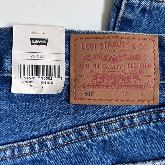 Levi’s Women’s 501 Premium Distressed Jeans W26 L26 High Rise Button Fly Raw Hem - Picture 6 of 9